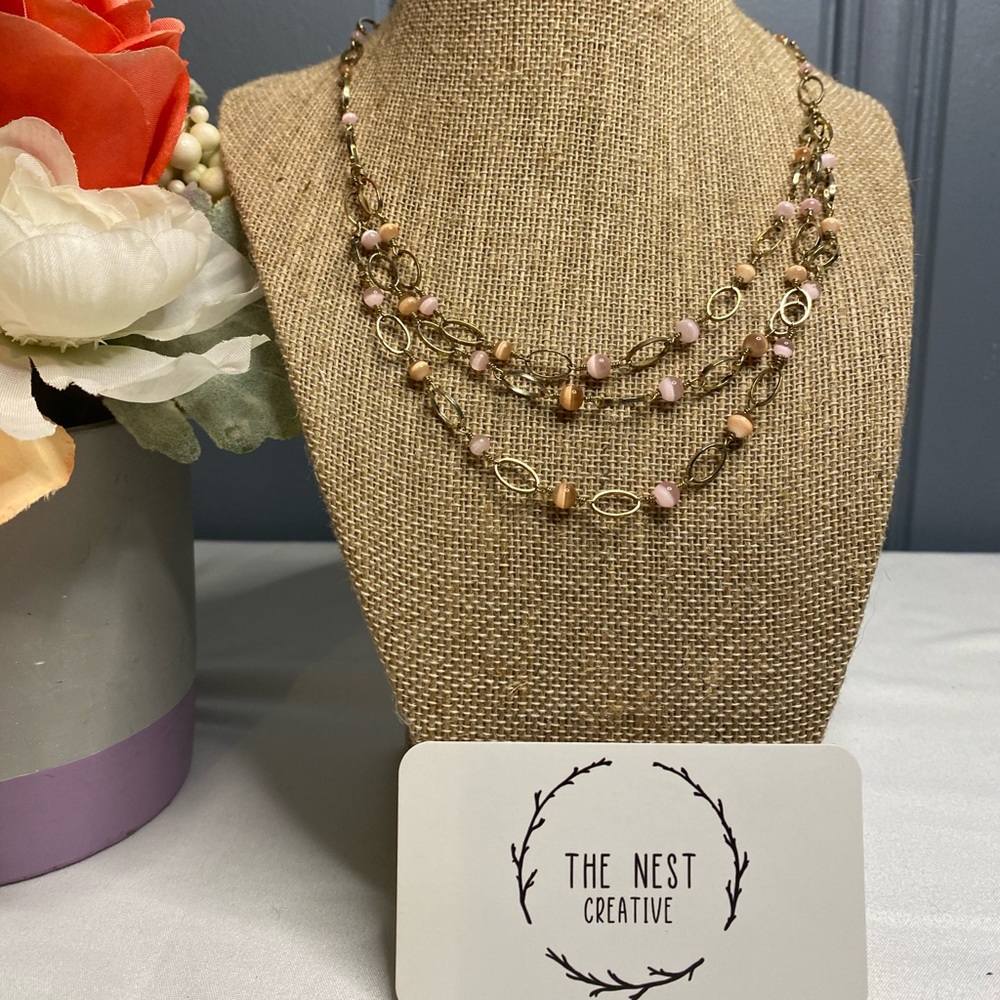 Vintage Pink & Gold Necklace